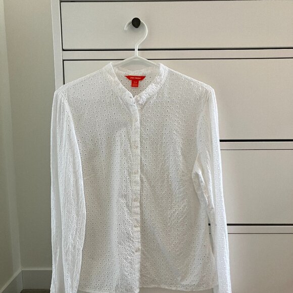 White Eyelet 100% Cotton Shirt - M - Picture 1 of 7